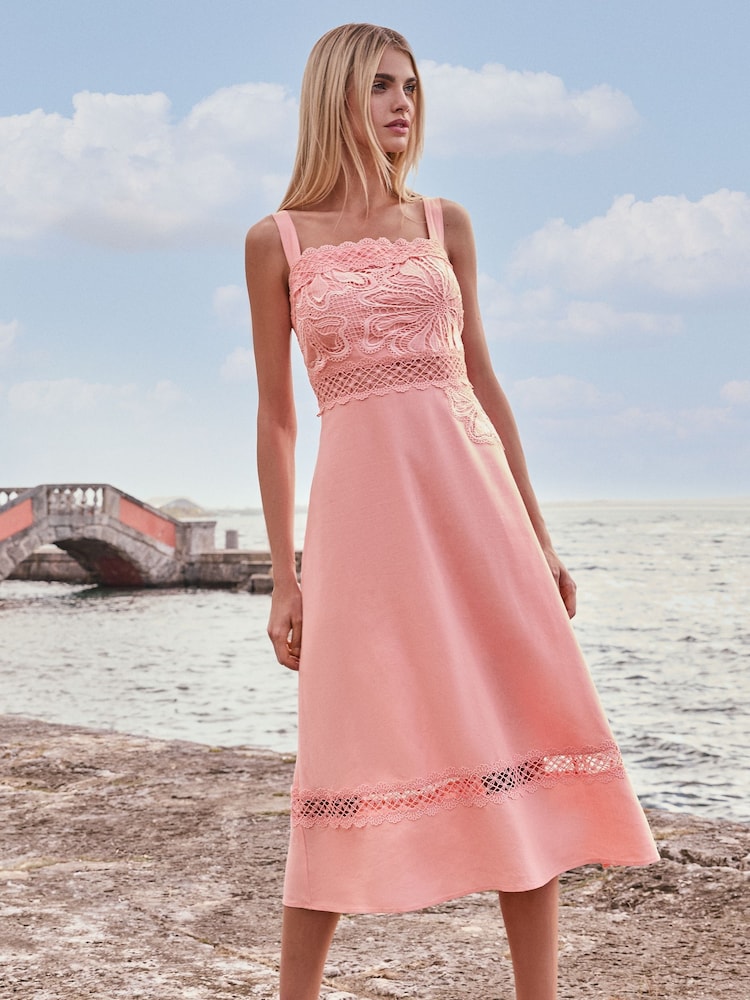 Lipsy Premium Look Embroidered Prom Midi Dress - Imagen 1 de 4