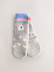 Grey/Blue Polarbear Print Christmas Cosy Ankle Socks - Image 1 of 3