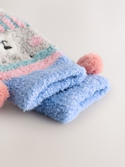 Grey/Blue Polarbear Print Christmas Cosy Ankle Socks - Image 2 of 3