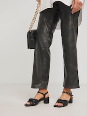 JD Williams Black Extra Wide Fit Volume Twist Flexible Sole Block Heel Sandals in Wide Fit - Image 1 of 4