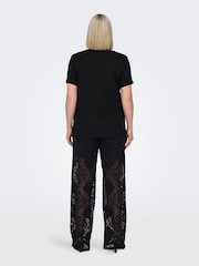ONLY Curve Black Graphic Print Sequin Rock Short Sleeve 100% Cotton T-Shirt - Image 2 of 7