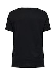 ONLY Curve Black Graphic Print Sequin Rock Short Sleeve 100% Cotton T-Shirt - Image 7 of 7