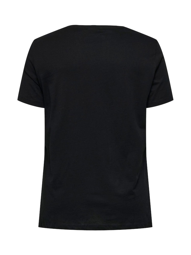 ONLY Curve Black Graphic Print Sequin Rock Short Sleeve 100% Cotton T-Shirt - Image 7 of 7