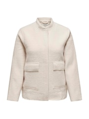 ONLY Curve Cream Boucle Bomber Jacket - Image 3 of 4