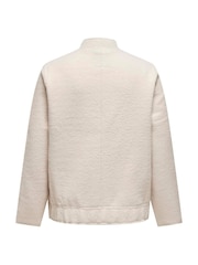 ONLY Curve Cream Boucle Bomber Jacket - Image 4 of 4