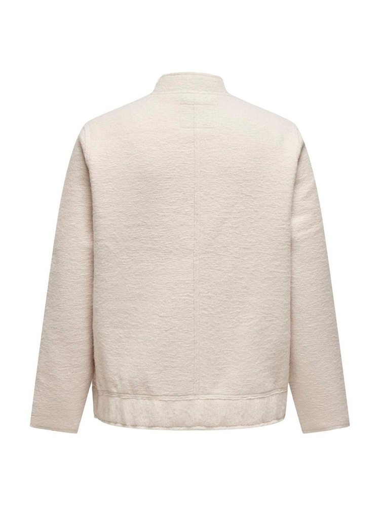 ONLY Curve Cream Boucle Bomber Jacket - Image 4 of 4