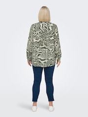 ONLY Curve Green Printed Button Through Blouse - Image 2 of 7