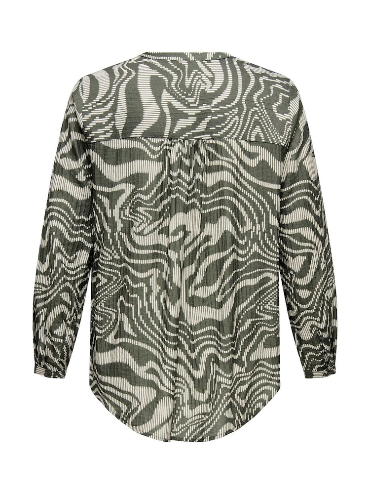 ONLY Curve Green Printed Button Through Blouse - Image 7 of 7