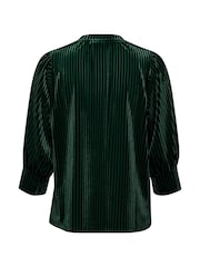 Kaffe Green Kacaca Half Length Sleeves Velvet Blouse - Image 6 of 6