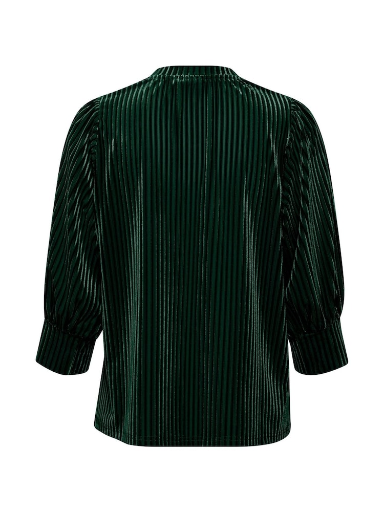 Kaffe Green Kacaca Half Length Sleeves Velvet Blouse - Image 6 of 6