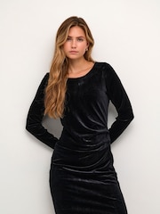 Kaffe Kakelly Velvet Above Knee Length Dress - Image 1 of 5