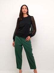 Kaffe Becca Lace Sleeve Regular Fit Black Blouse - Image 3 of 6