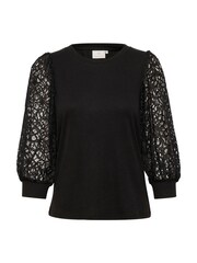 Kaffe Becca Lace Sleeve Regular Fit Black Blouse - Image 5 of 6