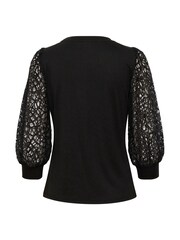Kaffe Becca Lace Sleeve Regular Fit Black Blouse - Image 6 of 6
