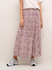 Kaffe Pink Gitta Elastic Waist Printed Maxi Skirt - Image 1 of 5