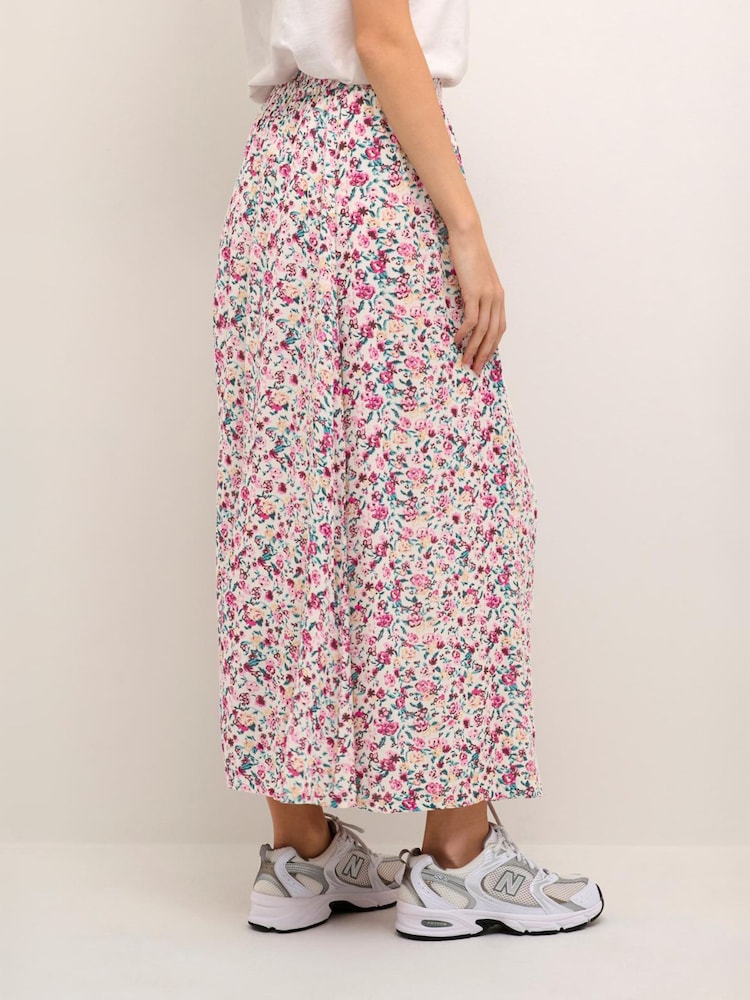 Kaffe Pink Gitta Elastic Waist Printed Maxi Skirt - Image 2 of 5