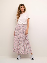 Kaffe Pink Gitta Elastic Waist Printed Maxi Skirt - Image 3 of 5