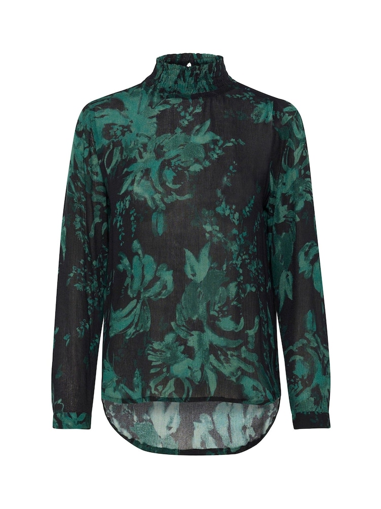 Kaffe KAamber High Smock Neck Print Blouse - Image 5 of 5