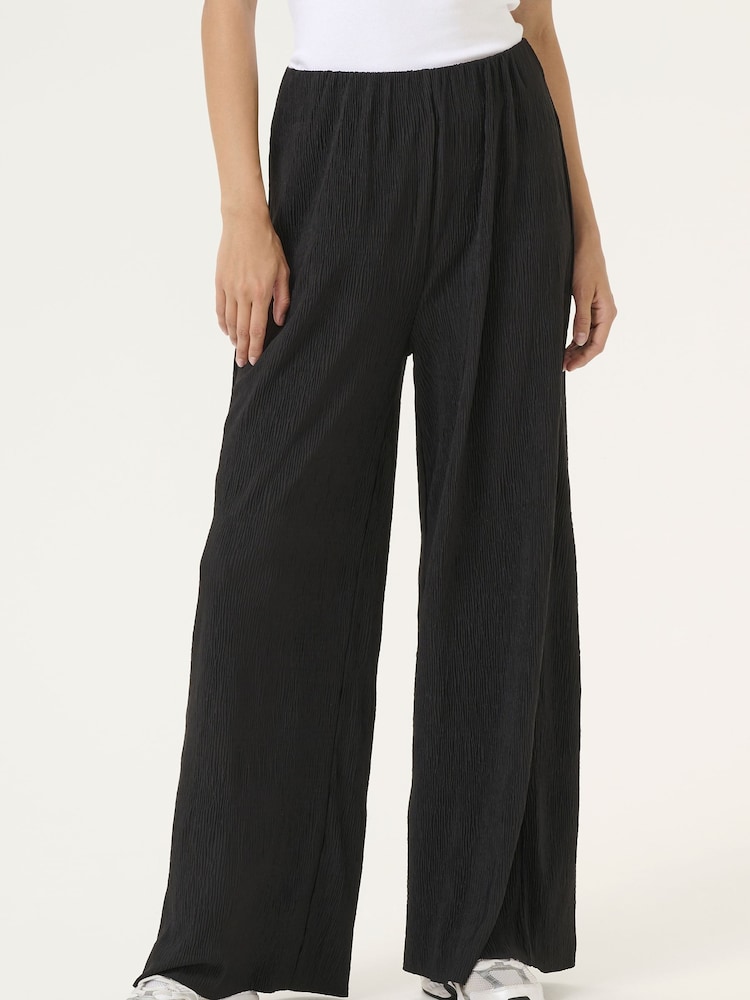 Kaffe KAiben Wide Legs Elastic Waist Black Trousers - Image 1 of 5