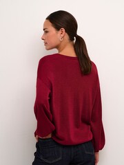 Kaffe KAankra Shimmer Knit Round Neck Pullover Jumper - Image 2 of 6