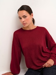 Kaffe KAankra Shimmer Knit Round Neck Pullover Jumper - Image 4 of 6