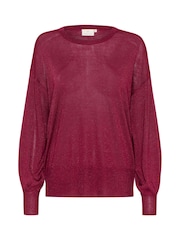 Kaffe KAankra Shimmer Knit Round Neck Pullover Jumper - Image 5 of 6