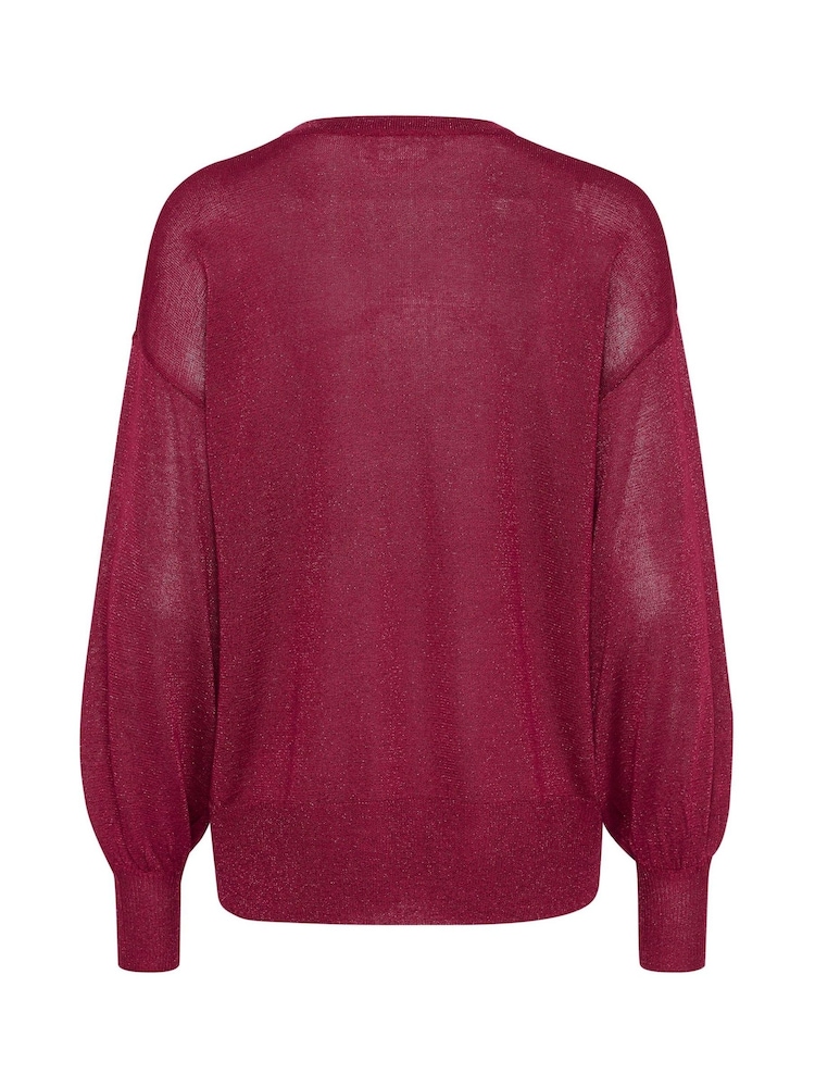 Kaffe KAankra Shimmer Knit Round Neck Pullover Jumper - Image 6 of 6