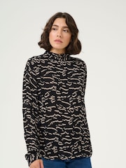 Kaffe KAluna High Neck Regular Fit Black Blouse - Image 1 of 5