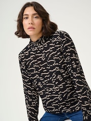 Kaffe KAluna High Neck Regular Fit Black Blouse - Image 2 of 5