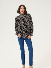 Kaffe KAluna High Neck Regular Fit Black Blouse - Image 3 of 5