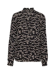 Kaffe KAluna High Neck Regular Fit Black Blouse - Image 4 of 5
