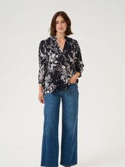 Kaffe KAisa 3/4 Sleeves A-Line Fit Black Blouse - Image 2 of 5