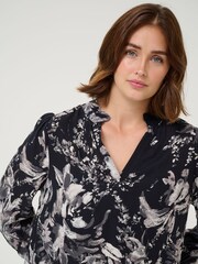 Kaffe KAisa 3/4 Sleeves A-Line Fit Black Blouse - Image 3 of 5