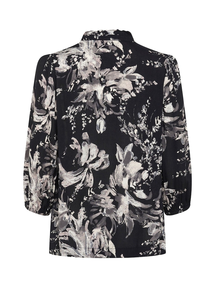 Kaffe KAisa 3/4 Sleeves A-Line Fit Black Blouse - Image 5 of 5