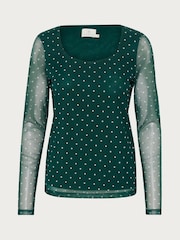 Kaffe KAautumn Mesh Sweetheart Neck Black Blouse - Image 4 of 5