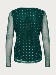 Kaffe KAautumn Mesh Sweetheart Neck Black Blouse - Image 5 of 5