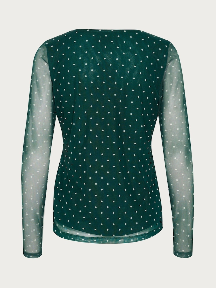 Kaffe KAautumn Mesh Sweetheart Neck Black Blouse - Image 5 of 5