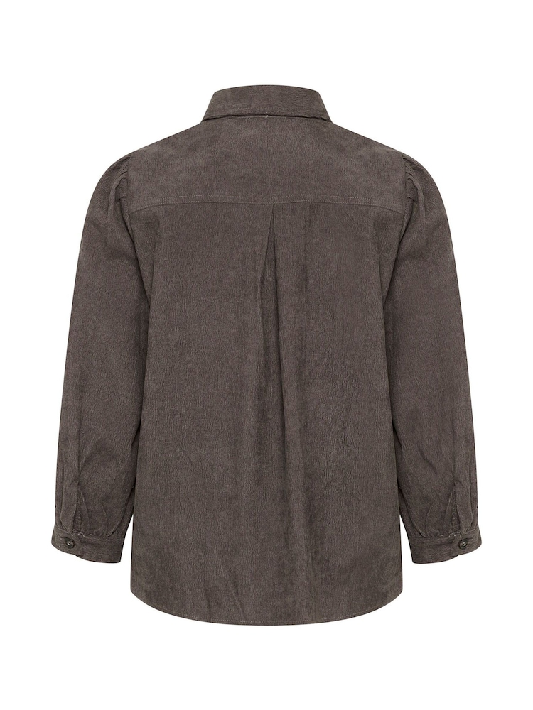 Kaffe Vera Corduroy 3/4 Sleeve Brown Shirt - Image 5 of 5