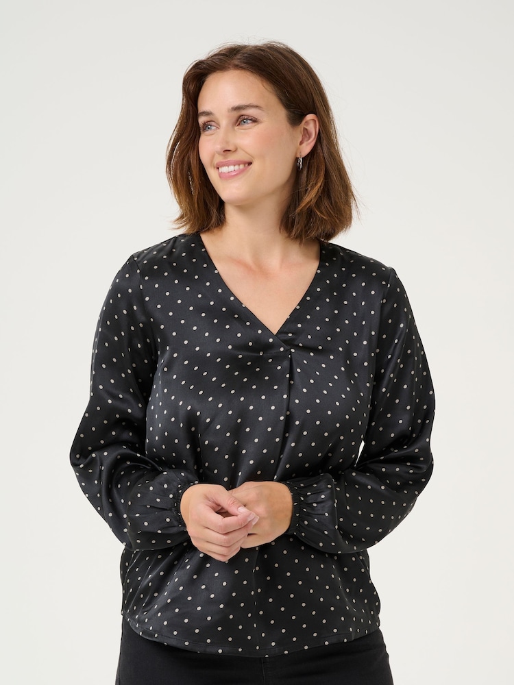 Kaffe KAluna V-Neck Long Sleeve Printed Blouse - Image 1 of 5