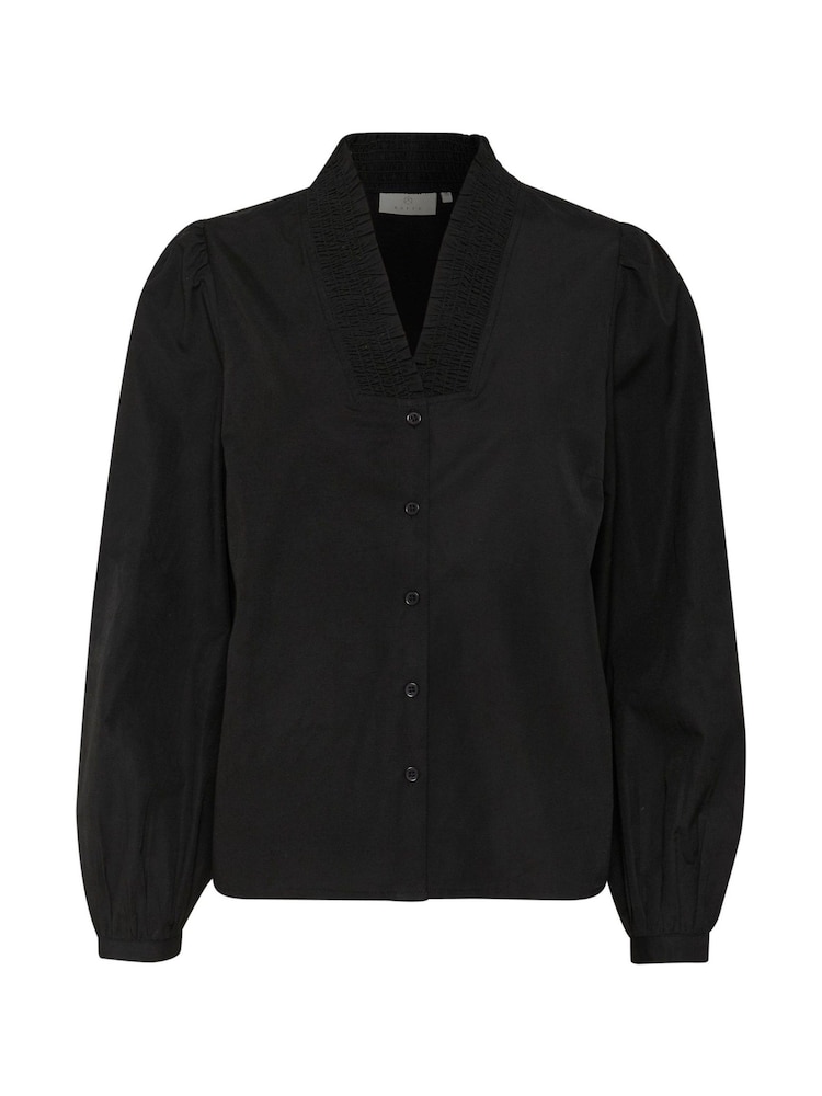 Kaffe KAmaia V-Neck Pleats Long Sleeve Shirt - Image 4 of 4