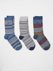 FatFace Blue 3 Pairs of Striped Socks - Image 1 of 2