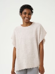 Cream Grey Soft Knit Poncho - Image 1 of 6