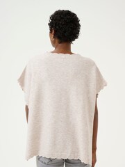 Cream Grey Soft Knit Poncho - Image 2 of 6