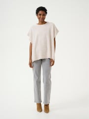 Cream Grey Soft Knit Poncho - Image 3 of 6