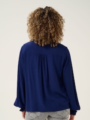 Cream Blue Venea Frill Balloon Sleeve Shirt - Image 2 of 6