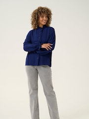 Cream Blue Venea Frill Balloon Sleeve Shirt - Image 3 of 6