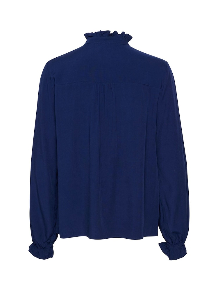 Cream Blue Venea Frill Balloon Sleeve Shirt - Image 6 of 6