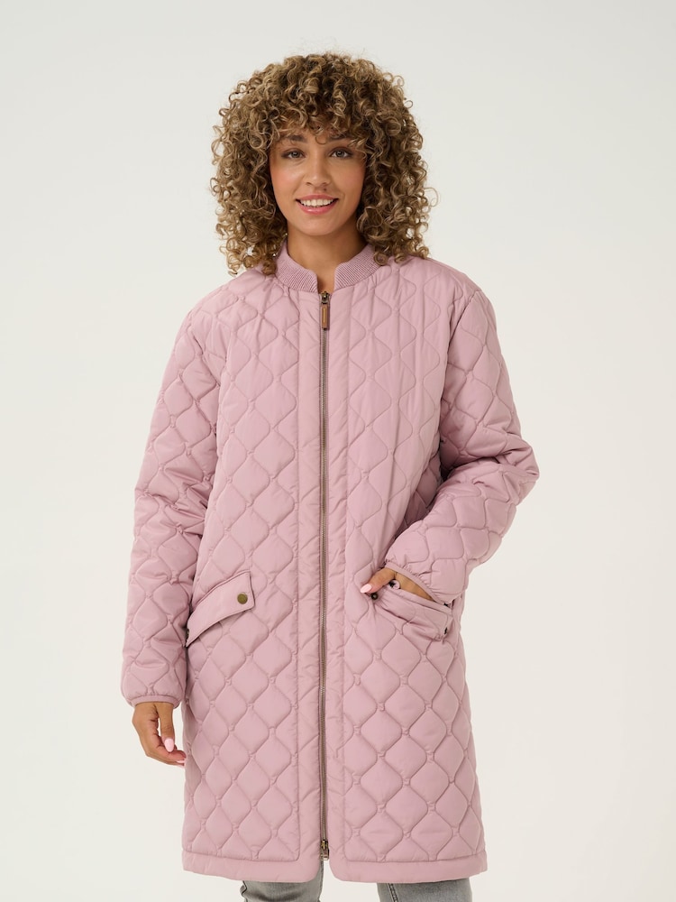Cream Pink Arwen Zip Padded Quilted Jacket - Image 1 of 5