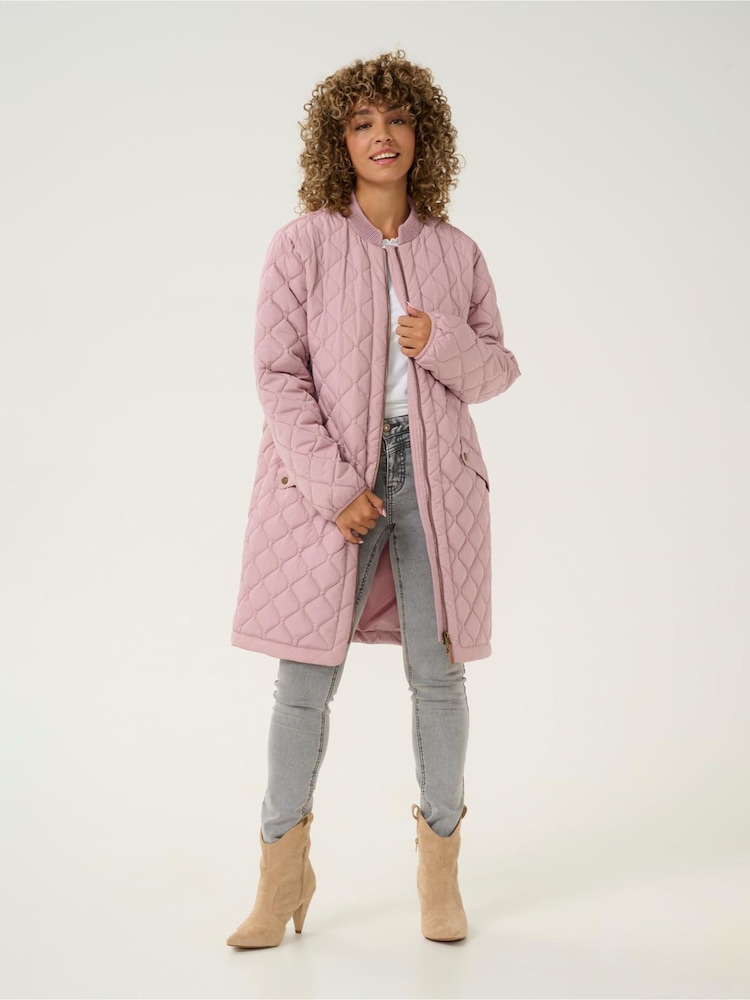 Cream Pink Arwen Zip Padded Quilted Jacket - Image 2 of 5