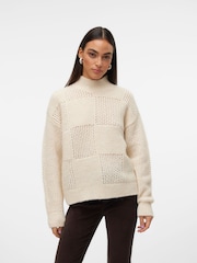 VERO MODA Cream Long Sleeve High Neck Jumper - Image 2 of 6